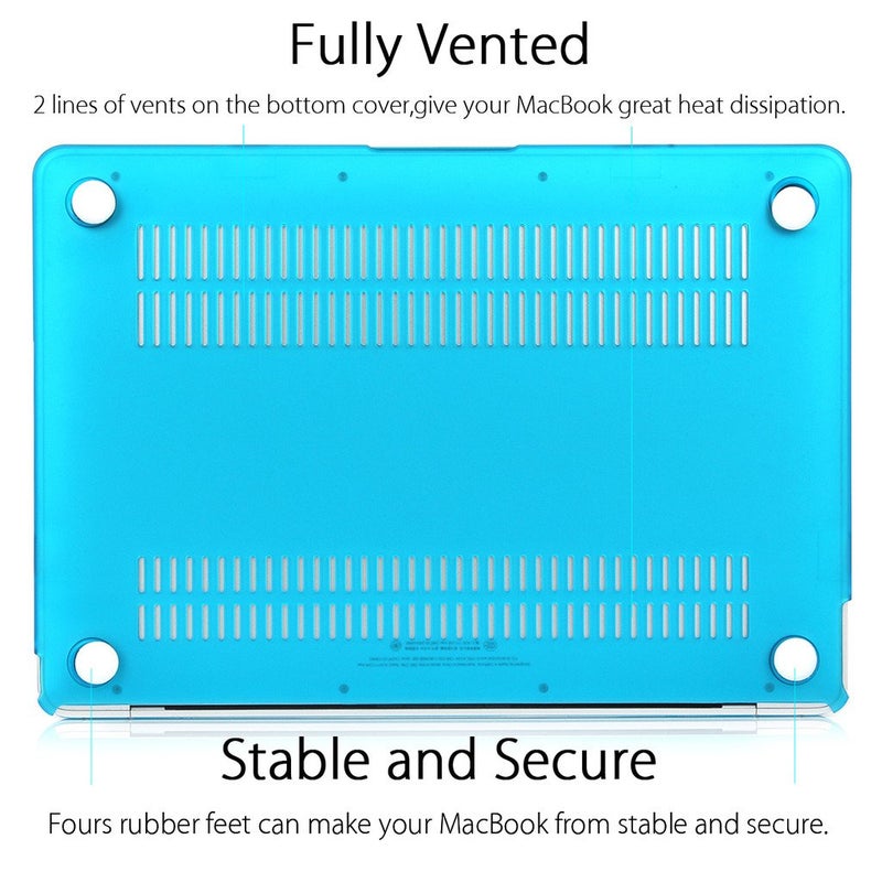 UESWILL Smooth Soft Touch Matte Hard Shell Case Cover Compatible with MacBook 12 inch with Retina Display (Model: A1534) + Microfibre Cleaning Cloth, Aqua Blue - Image 4